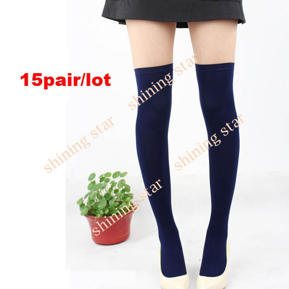 15pair/lot Wholesale Over Knee Socks Leather Stockings Thigh High Cotton Free Shipping 3226