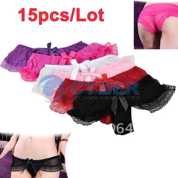 15pcs/Lot Women's Ladies Thongs G-string V-string Panty Sexy Lingerie Underwear 6 Color Free Shipping 7951