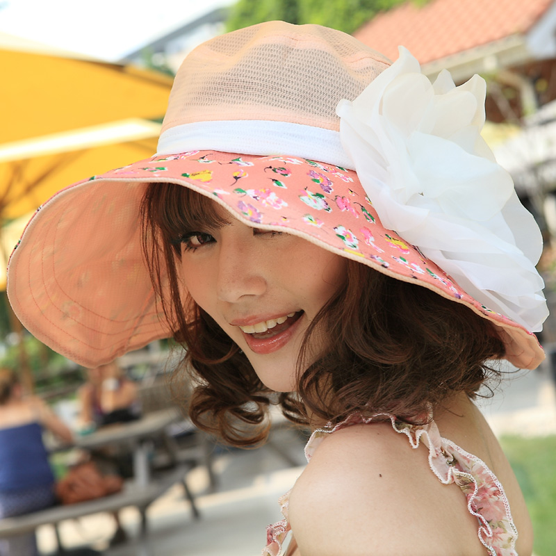 16 color block decoration small flower soft sunbonnet women's sun hat a1259