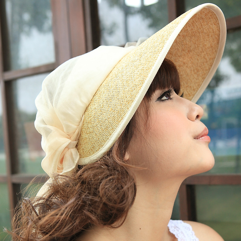 16 dual chiffon yarn visor big along sunbonnet women's sun hat