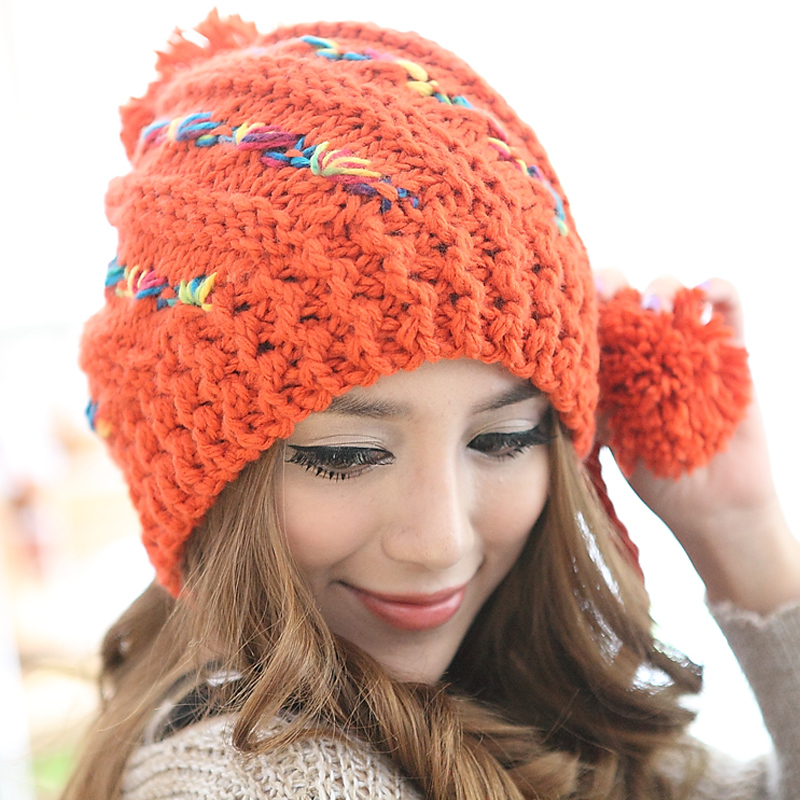 16 knitted hat autumn and winter warm hat women's macrospheric cap thread knitting wool cap pirate