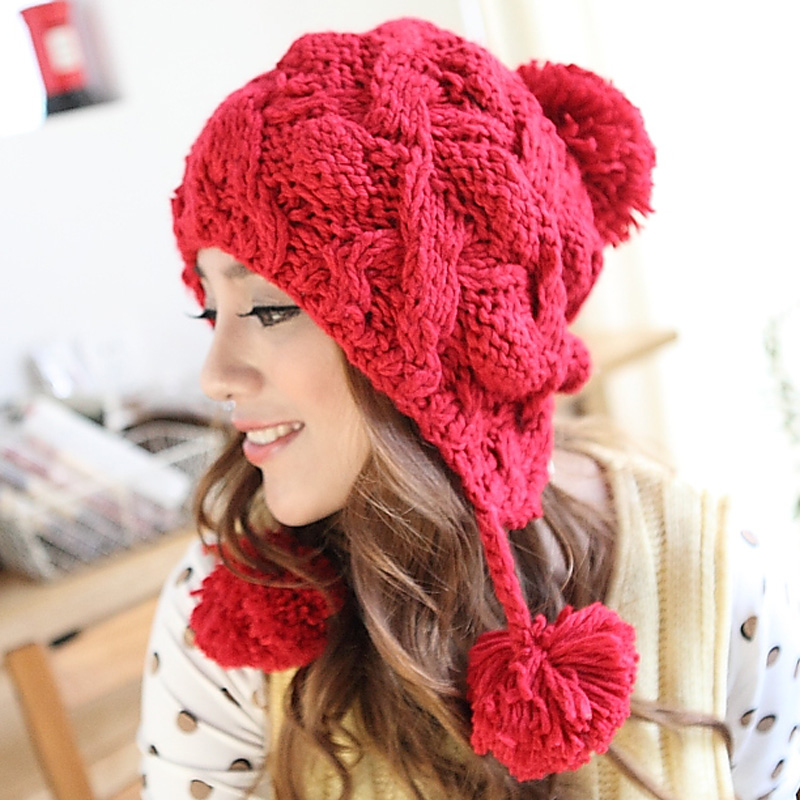16 women's autumn and winter knitted hat winter cap wool ball