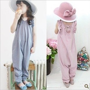 163-31 summer 2013 new style 5pcs\lot baby girl cotton lacework vest overalls suspender pants infant garment wholesale