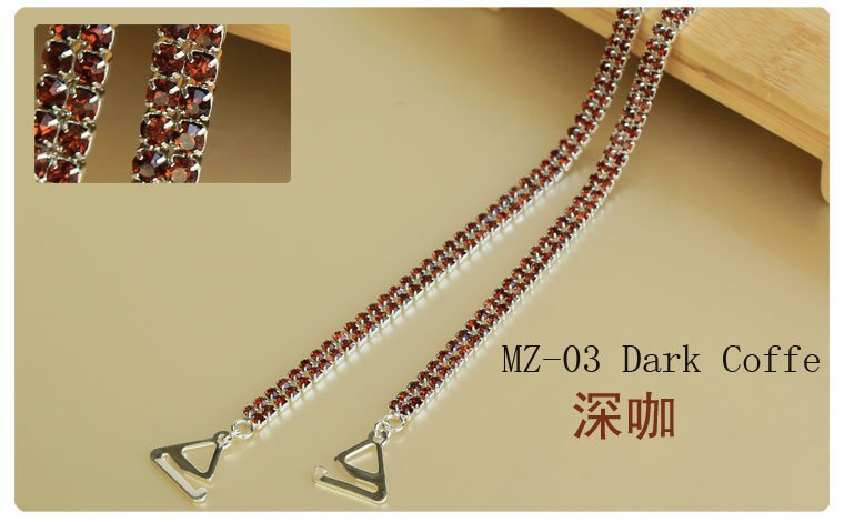 16pair/lot fashion Dark Coffe Double row Crystal Diamond Bra straps/Shoulder Bra straps wholesale. Free Shipping