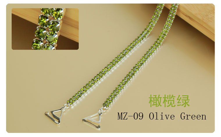 16pair/lot fashion Olive Green Double row Crystal Diamond Bra straps/Shoulder Bra straps wholesale. Free Shipping