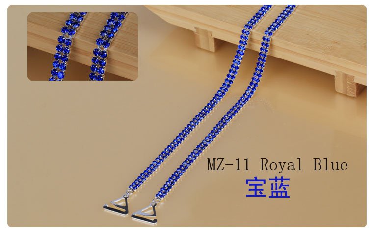 16pair/lot fashion Royal Blue Double row Crystal Diamond Bra straps/Shoulder Bra straps wholesale. Free Shipping