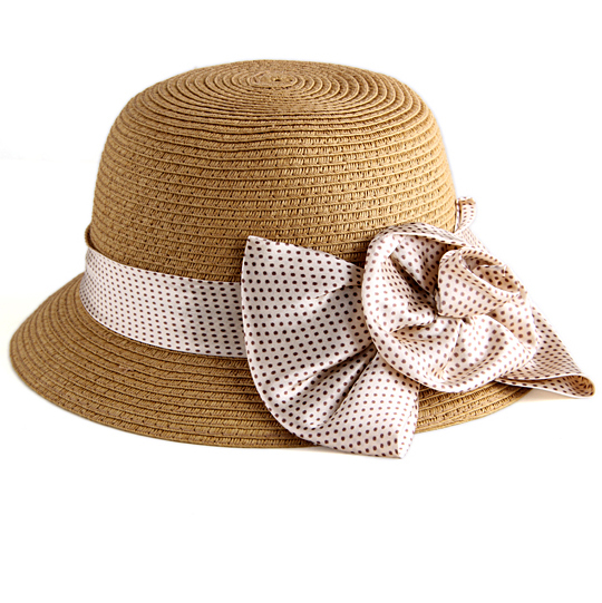 17 C16 silk bow dome strawhat summer sunbonnet female hat sun hat bucket hat