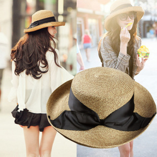 17 Female hat fashion strawhat beach bow strawhat sun hat female