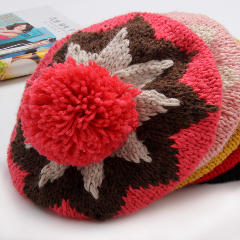 17 Mx01 sweet sphere soft knitted hat thermal autumn and winter