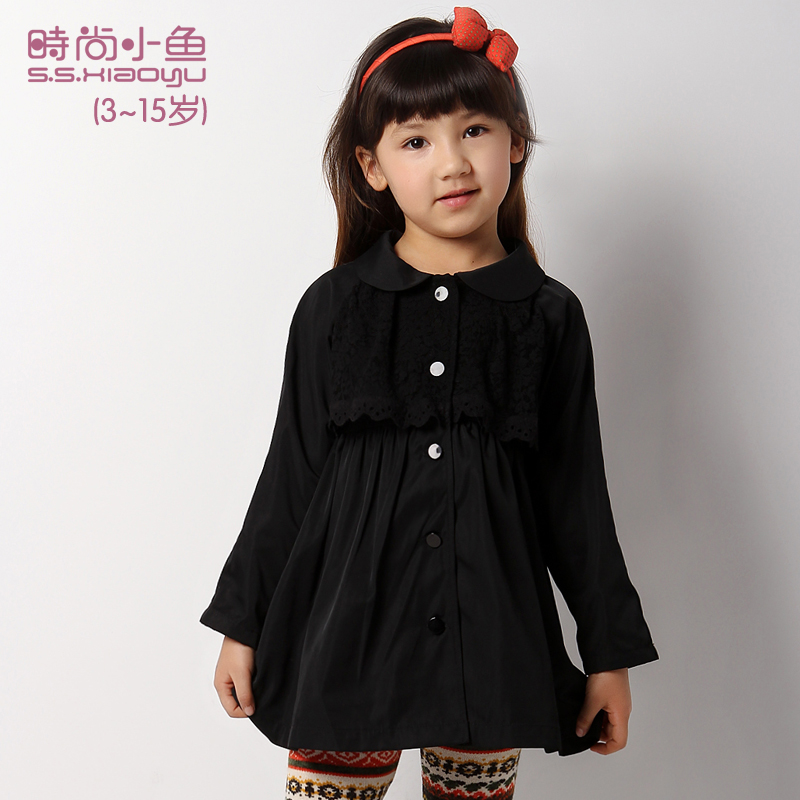 170 short in size fashion small fish children's clothing female child big boy winter trench overcoat outerwear sk23
