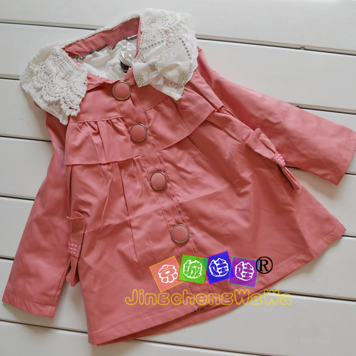 1827 spring female child medium-long trench girl child cardigan solid color top