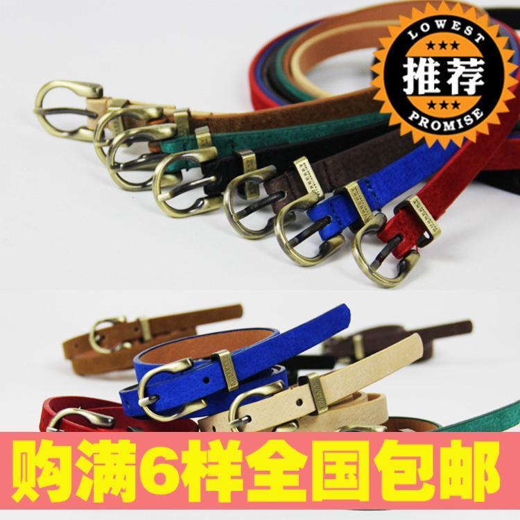 182p popular strap genuine leather belt pigskin thin belt Free shipping