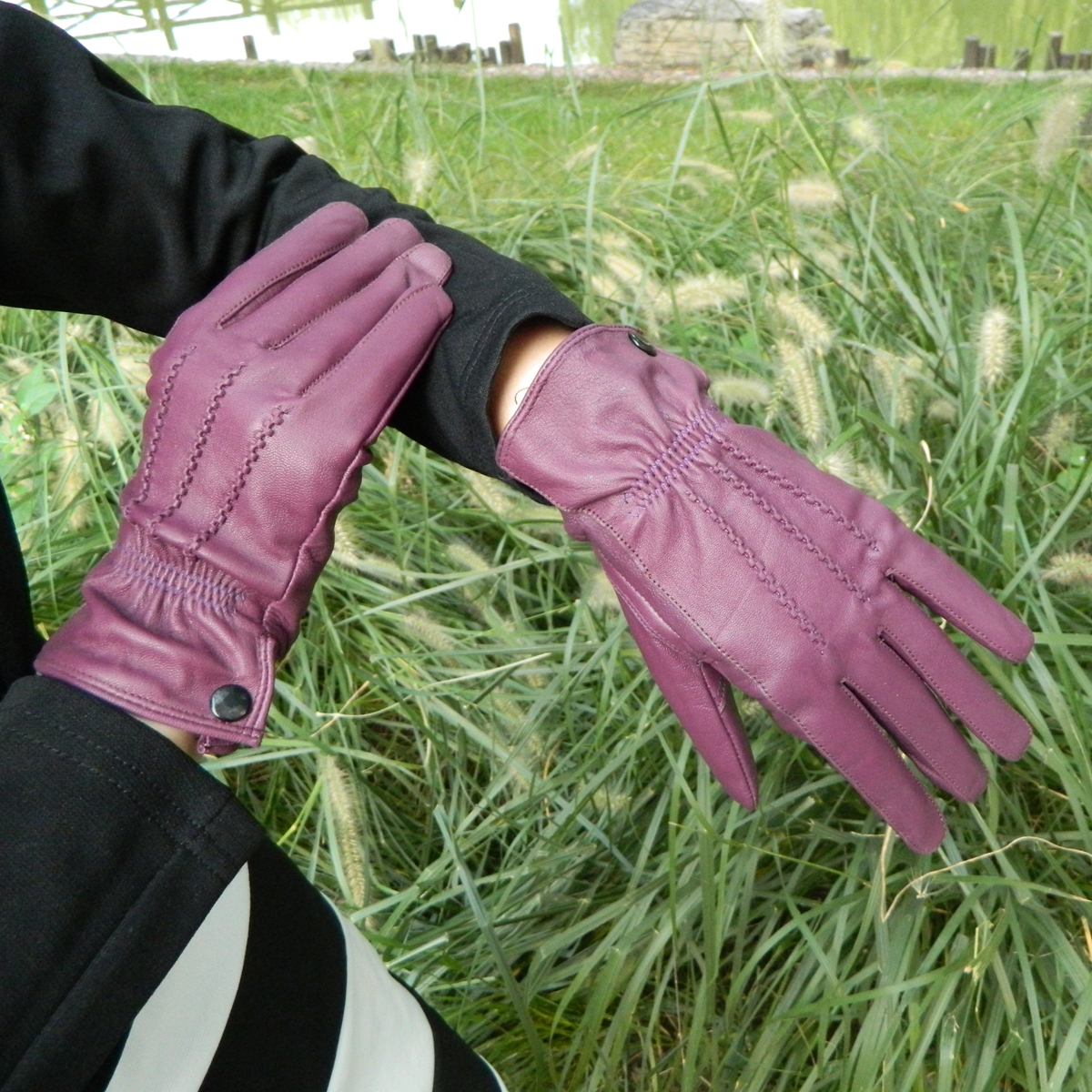 19.9 genuine leather suede spring and autumn gloves women's thin leather gloves multicolor