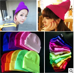 19 candy color gd neon knitted hat hip-hop cap hiphop pullover knitted hat bboy cap