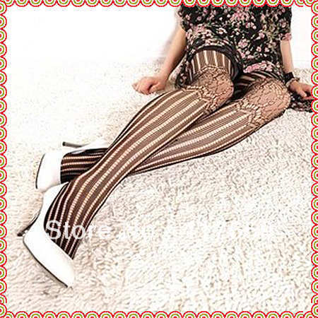 1pair Fashion Retro Sexy Women Lady Soft Stripe Tights Fashion Pantyhose Fishnet stockings Mesh Socks Stockings free shipping