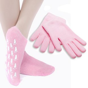(1pair Gel Socks+1pair Gel Gloves) Moisturize Soften Repair Cracked Skin Moisturizing Treatment Gel Spa Socks/Gloves