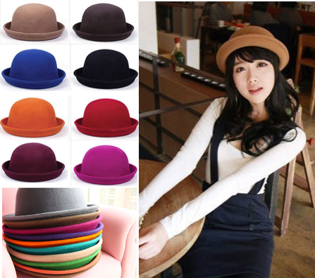 1pc Autumn and winter dome small fedoras pure wool vintage hat male women's fashion millinery