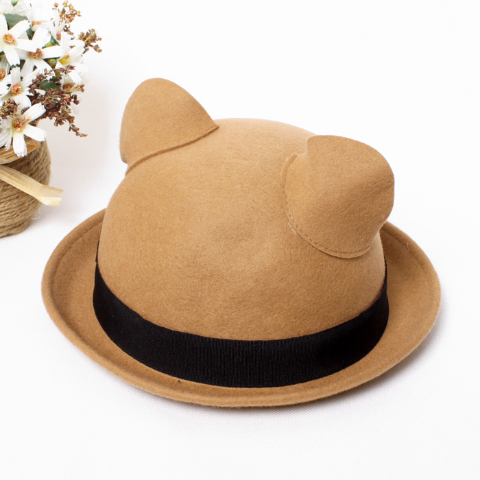 1pc Cat ears style cap small round autumn and winter hat woolen hat
