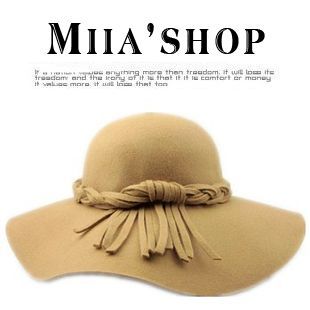 1pc Fashion autumn and winter female handmade twisted knitted tassel cashmere pure woolen vintage large brim dome hat