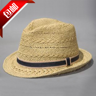 1pc Fashion women's jazz hat male fedoras summer strawhat straw braid jazz hat beach hat