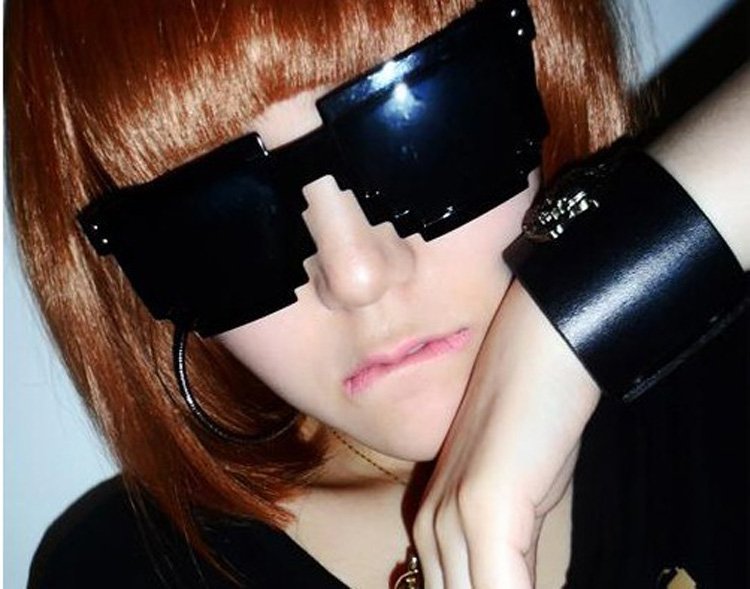 1PC Free Shipping 2012 Code Programmer Pixelated 8-Bit Black Sunglasses CPU Gamer Geek Designer Sunglasses