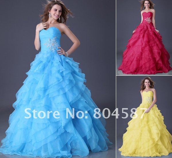 1pc Free shipping!!Grace Karin Stock red Strapless Organza Ball Party Gown Prom Evening Dress/wedding gown,CL3411