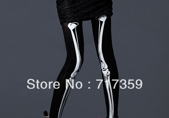 1pc Free Shipping Sexy  Women Halloween Skeleton Bone Skull Tights Pantyhose Leggings Stocking Punk New  650390