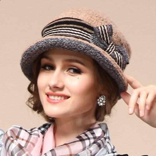 1pc Hat autumn and winter female double layer roll-up hem wool fashion cap bucket hat gm274