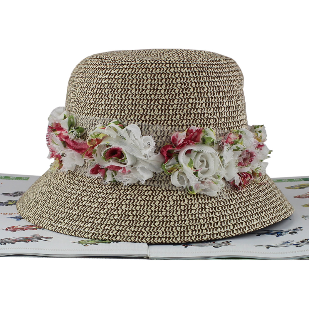 1pc Hat female summer sun-shading hat flower wreath anti-uv summer hat strawhat fedoras