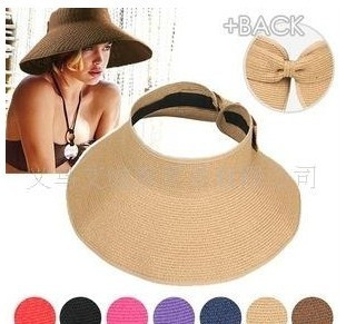 1pc Hat female summer sunbonnet female visor strawhat folding roll cap anti-uv sun hat