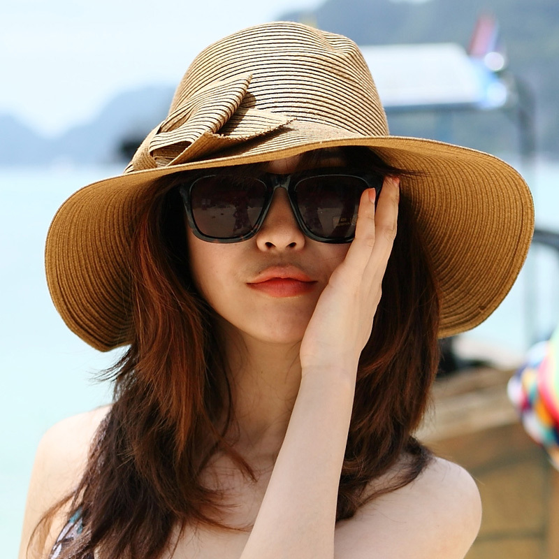 1pc Hat female summer sunbonnet summer strawhat large brim hat big along the cap beach cap sun hat