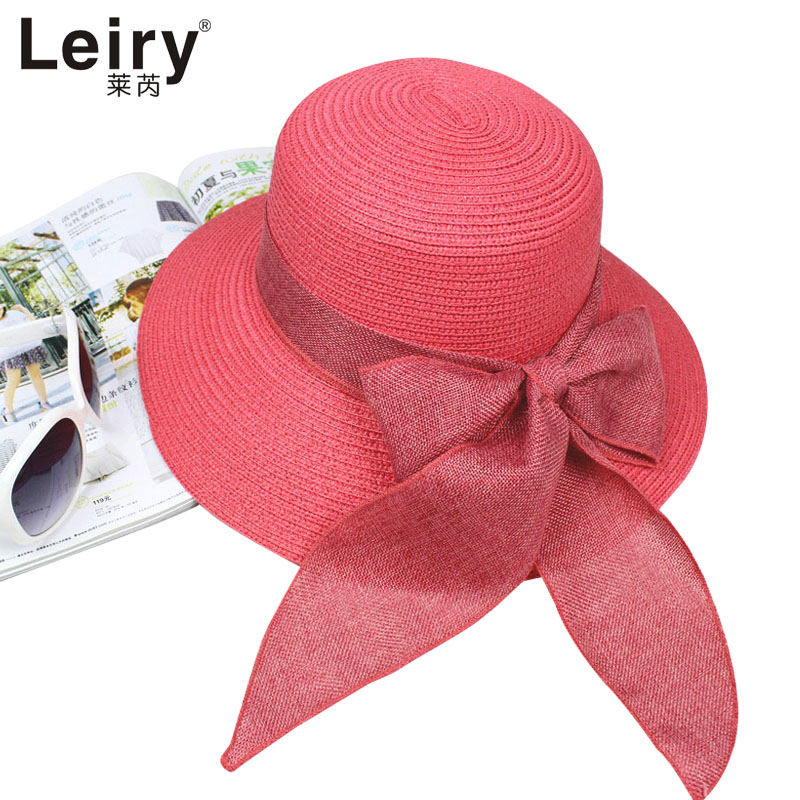 1pc Leiry strawhat hat female summer big along the cap sunbonnet sun hat beach hat bow strawhat