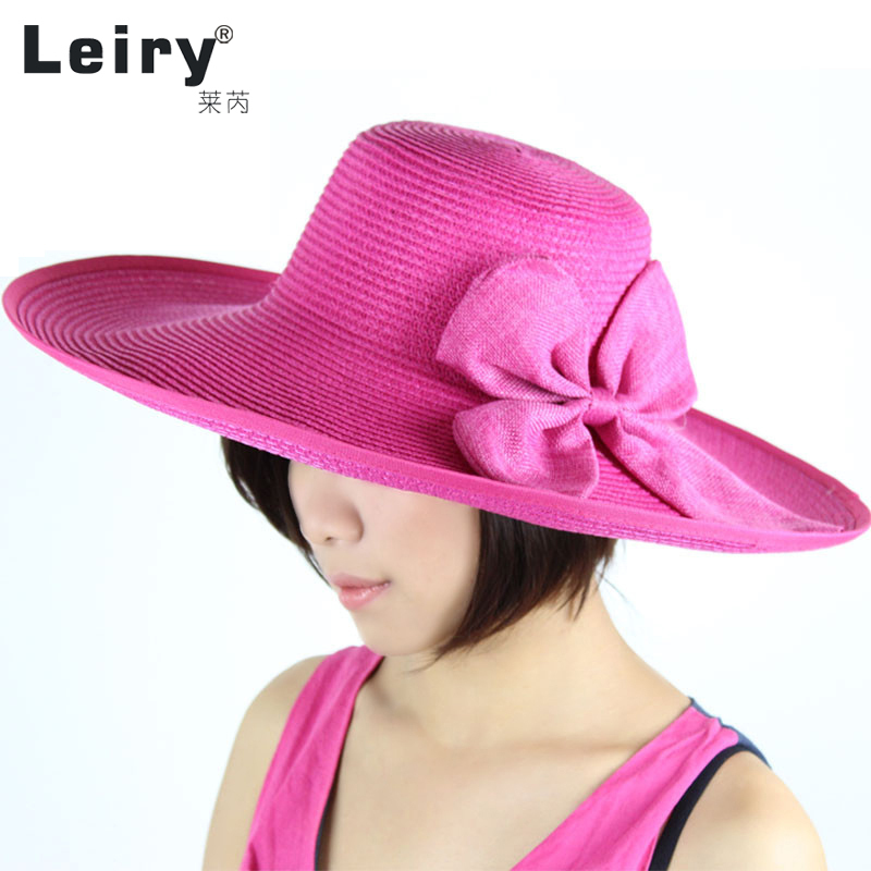 1pc Leiry sun-shading beach cap sun hat women's summer sunscreen strawhat large brim bow