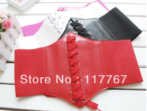 1pc/lot  4 Colors Women Superwide Fashion Waist Nelt Decoration Stretchy Faux Leather New  650959-650962