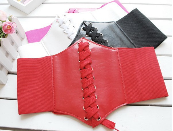1pc/lot ,Free Shipping Women Superwide Faux Leather Stretchy Waist Belt Decoration For Clothing 4colors 650959