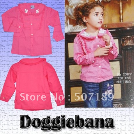 1pc/lot in size 120 Nice Doggiebana Children Clothes Rose Red Fashion Blouses for little Girls good quality free shipping