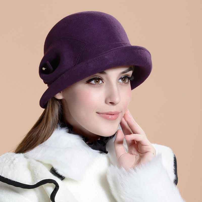 1pc Princess fashion dome vintage fedoras spring and autumn winter woolen hat female hat female bucket hat