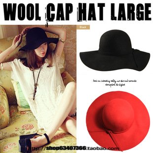 1pc Vivi elegant british style noble female super large woolen beach hat