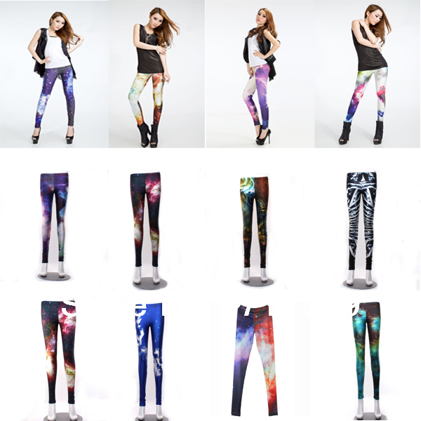 1pc Women Hot sexy punk novelty Galaxy Space star sky Graphic Digital Printed slim Elastic Stretch Leggings Pants Tights  650583