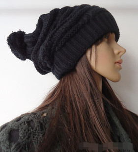 1pcs,2012 New Women  Wool Ball Button Hat Knitting Wool Caps Beanie, winter popular folding cap