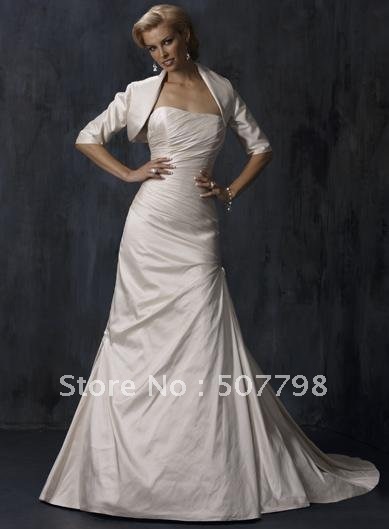 1pcs freeshipping custom made size champagne mini Bridal Wraps,half length sleeves wedding dress bolero/jacket, cheap coat