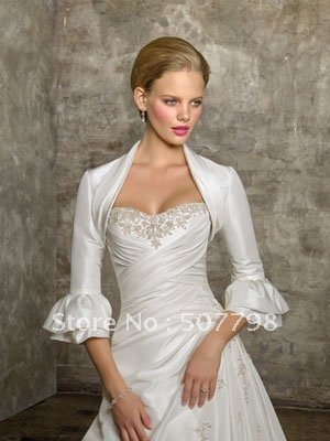 1pcs freeshipping graceful balloon sleeve half length coat,bolero for wedding dress, prom gown jacket,custom-made size