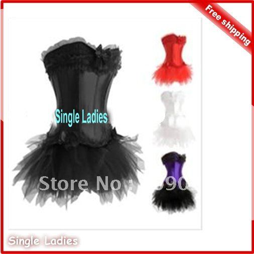 1pcs Hot Lovely Beauty Corset Lace Up Corset Lingerie Strapless Bow Tie Bustier & Tutu Skirt +G-String Free Shipping