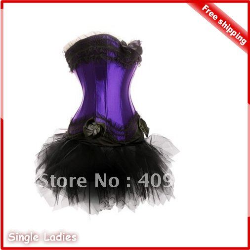 1pcs Hot Lovely Beauty Corset Lace Up Corset Lingerie Strapless Bow Tie Bustier & Tutu Skirt +G-String Free Shipping