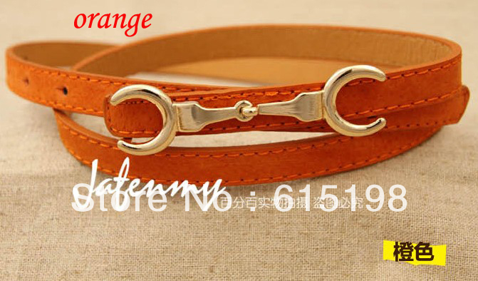 1pcs/lot double C exquisite leather skinny belt fashion belt Korean all-match belt female ferret girdle women's waist belt YD027