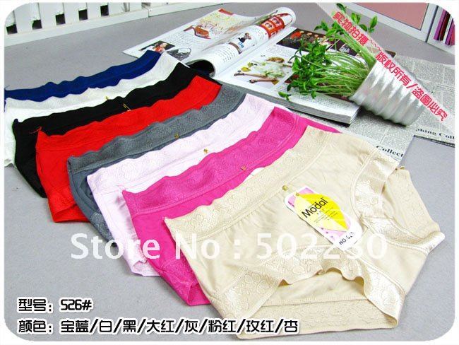 1pcs/lot Women's underwear,women's pants, 100% Modal underwear, lace, mid waist, seamless, multi-color choose