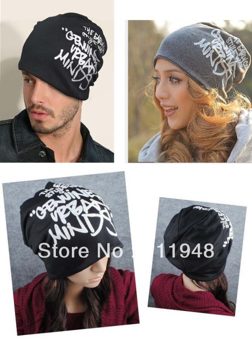 1PCS new winter graffiti letters kit lens hats, men and women 65% cotton +35% polyester knit caps, mix-color, free shipping