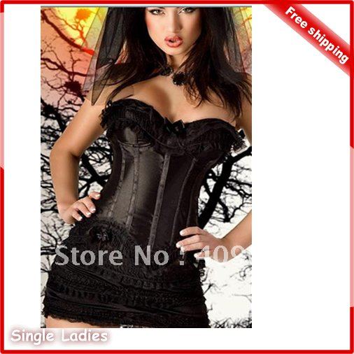 1pcs  Sexy Beauty Corset Lace Up Corset Lingerie Strapless Bow Tie Bustier & Tutu Skirt +G-String Free Shipping