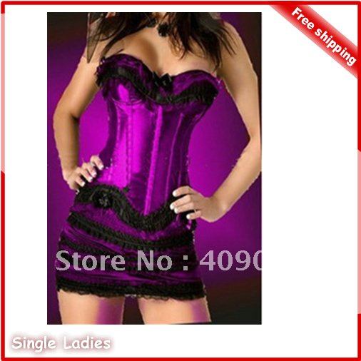 1pcs  Sexy Beauty Corset Lace Up Corset Lingerie Strapless Bow Tie Bustier & Tutu Skirt +G-String Free Shipping