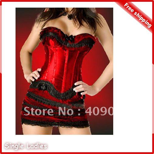 1pcs  Sexy Beauty Corset Lace Up Corset Lingerie Strapless Bow Tie Bustier & Tutu Skirt +G-String Free Shipping